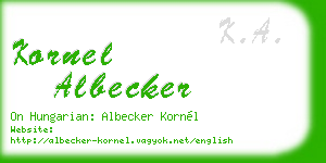 kornel albecker business card